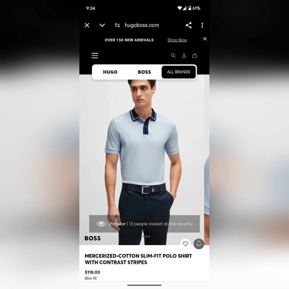 Mens Hugo Boss slim fit mercerized polo size large